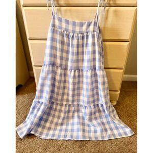 Blue Gingham Country Fairy Grandma Midi Dress Size Large Extra Large Baby Shower